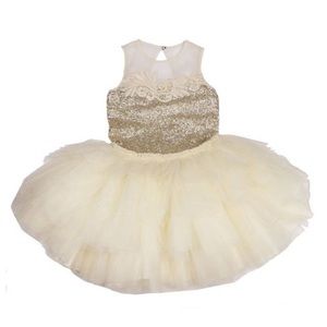 Boutique Ooh! La, La! Couture ivory dress with sequin detail- size 2T